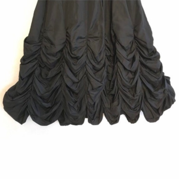 Vintage 50’s Black Silk Cocktail Sweetheart Dress with Draped Skirt M - Picture 5 of 5